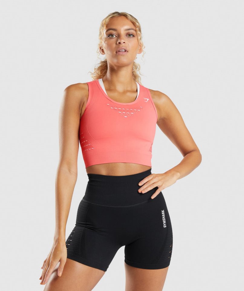 Women\'s Gymshark Energy Seamless Cropped Tops Pink | CA 860AN1